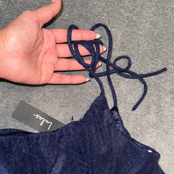 Lulus- NWT Navy Mesh One-Shoulder Mini Dress size Small - Picture 8 of 16